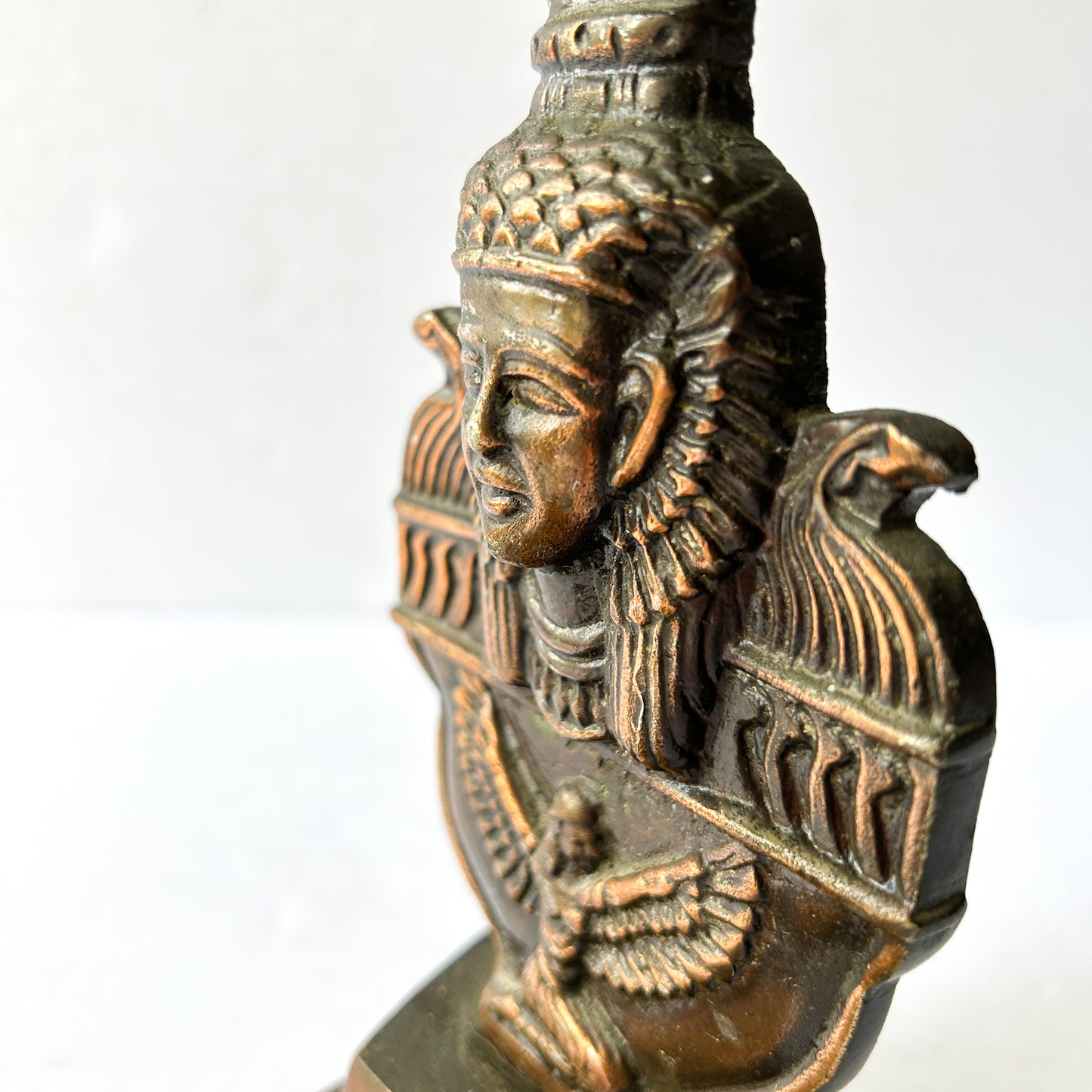 Vintage Metal Egyptian Revival Ashtray, Goddess Hathor Incense Dish