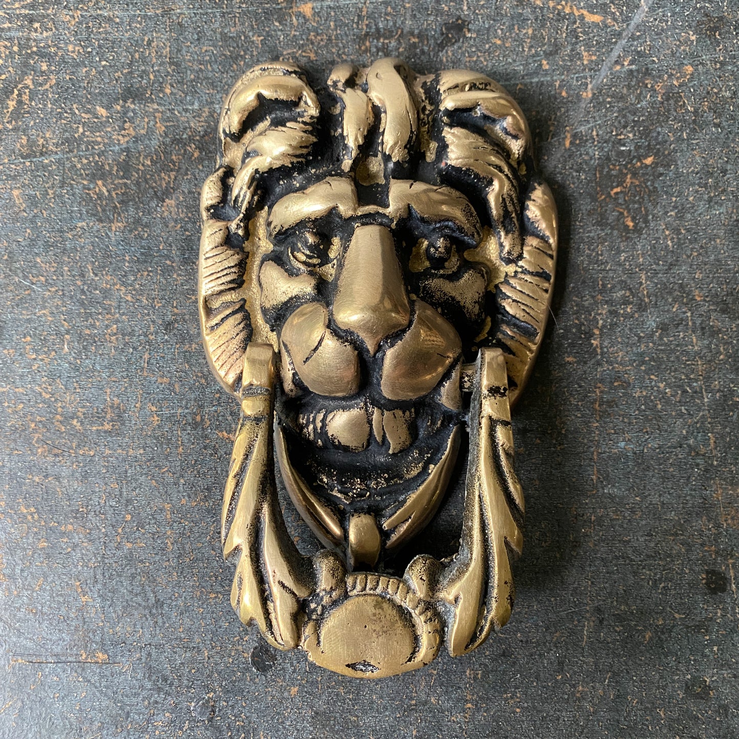 Vintage brass lion door knocker