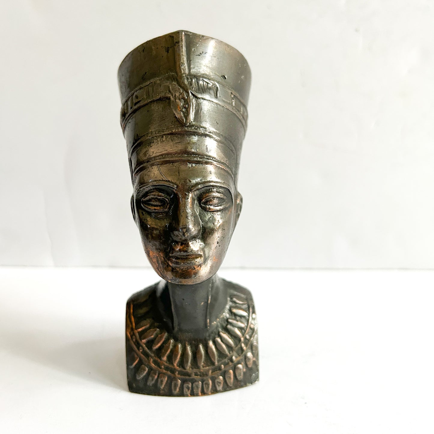Vintage Queen Nefertiti Metal Egyptian Bust