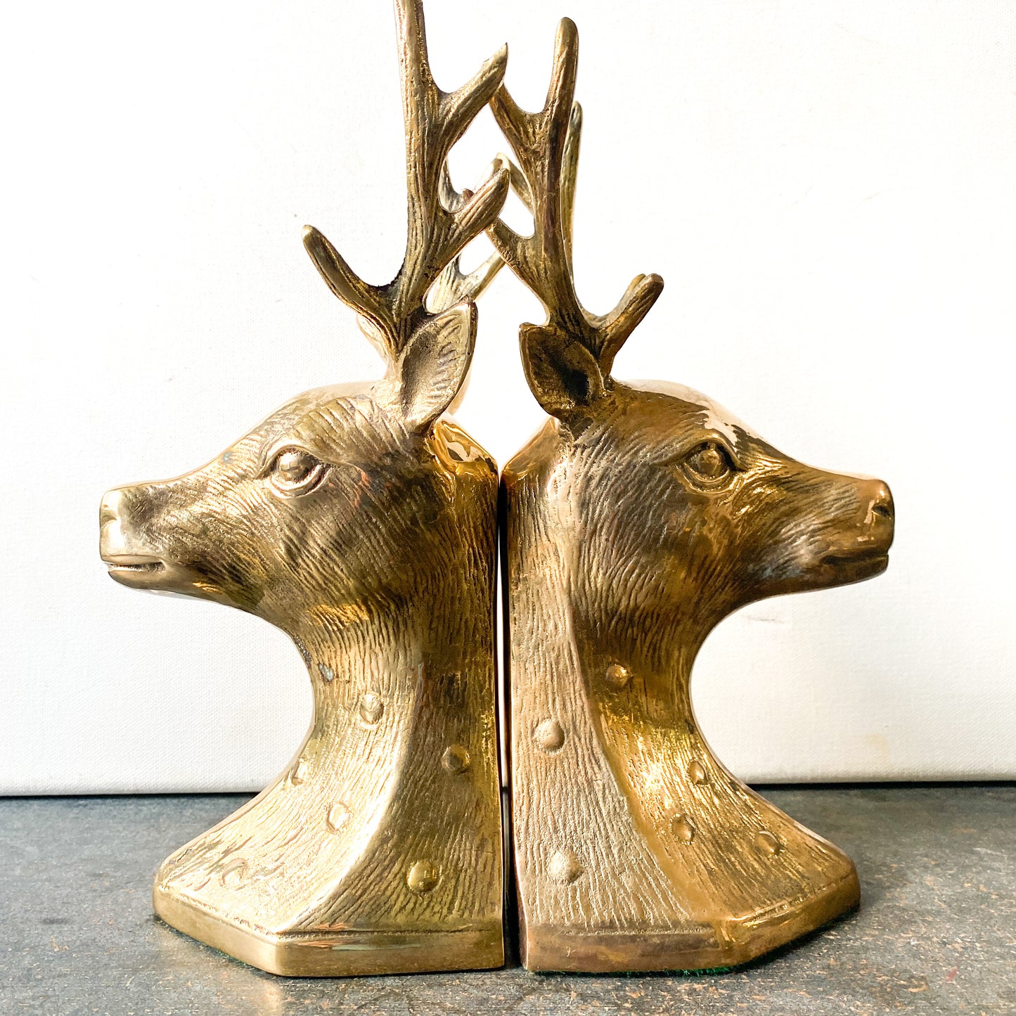 Vintage Brass Deer Bookends