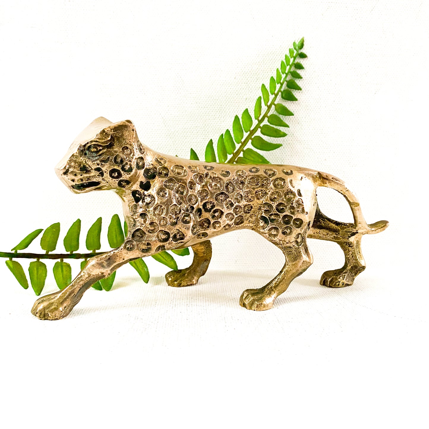 Vintage Brass Cheetah Sculpture