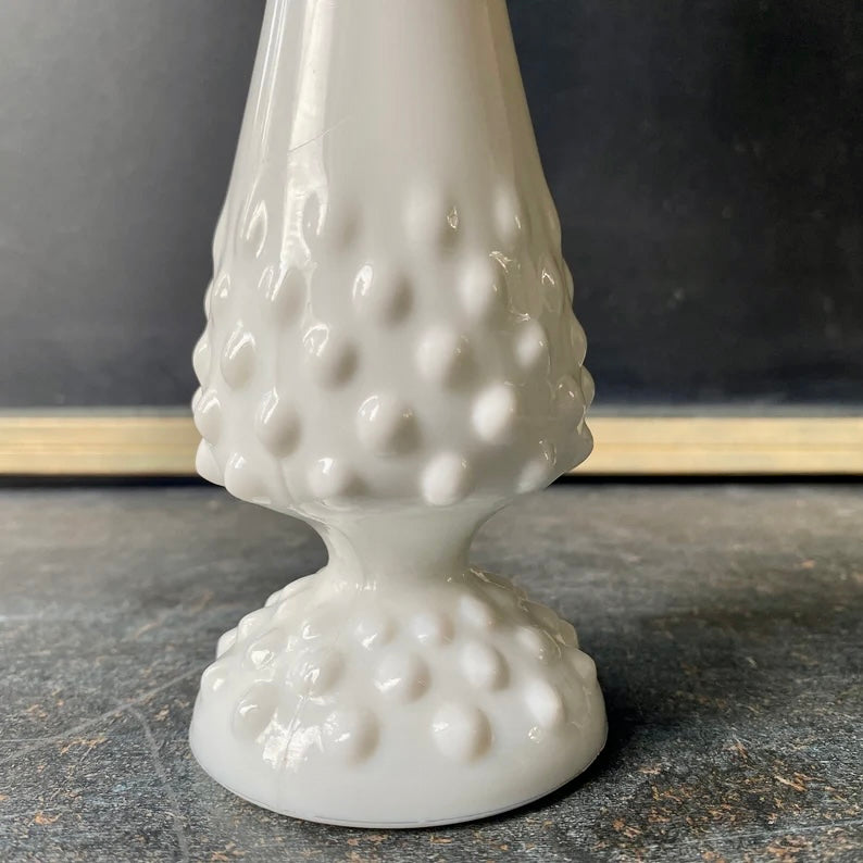 Fenton Vintage White Milk Glass Swung Vase
