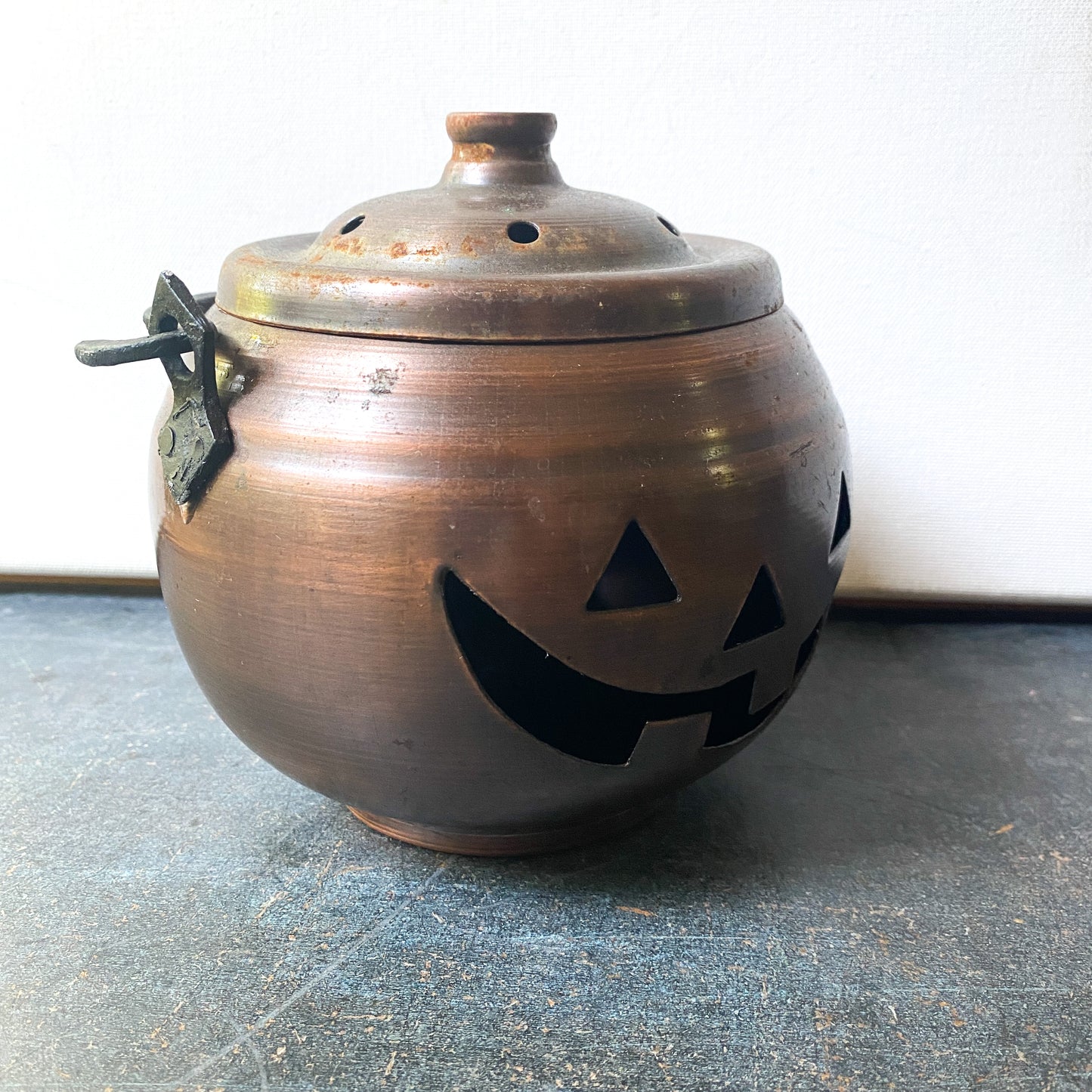 Vintage Copper Jack O’ Lantern Candle Holder