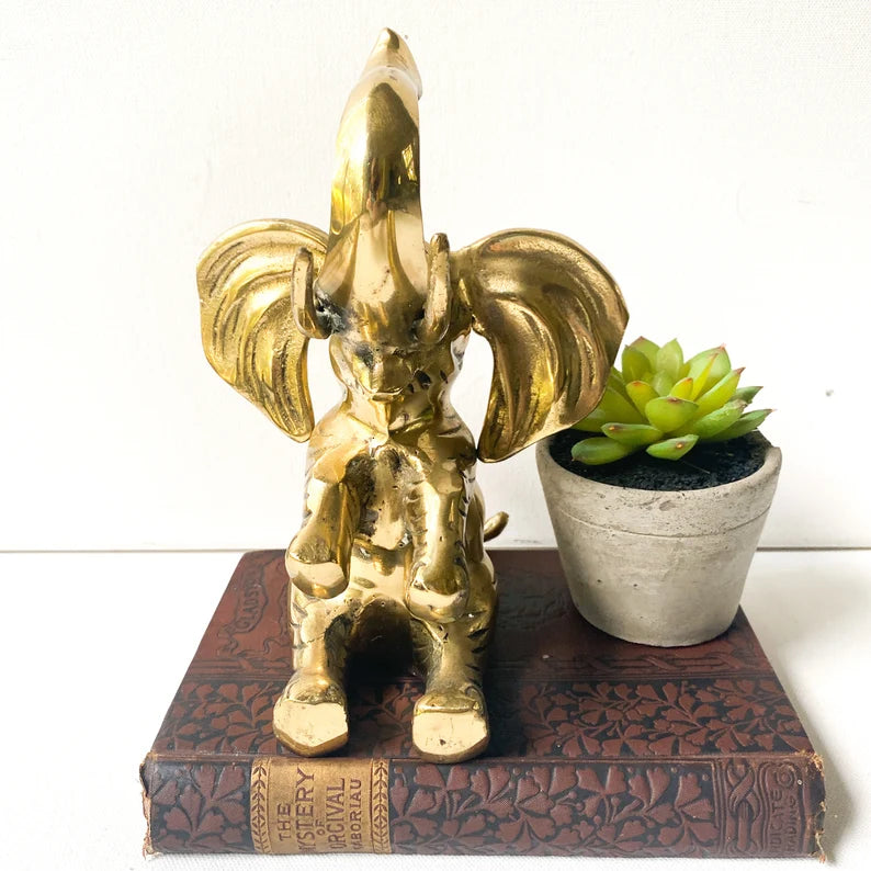 Vintage Brass elephant sculpture, trunk up