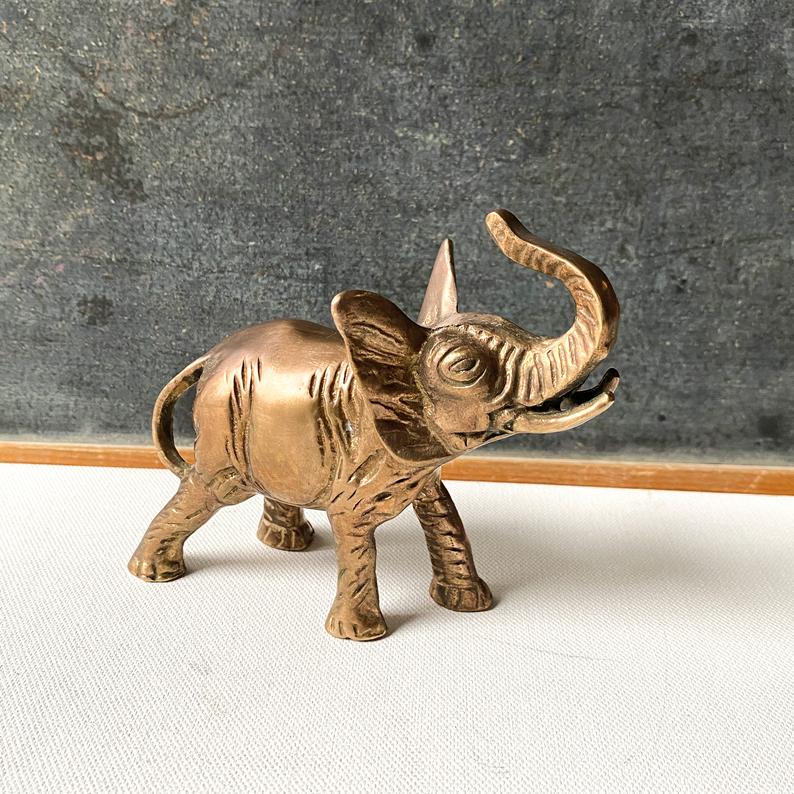 Vintage Brass Elephant Sculpture