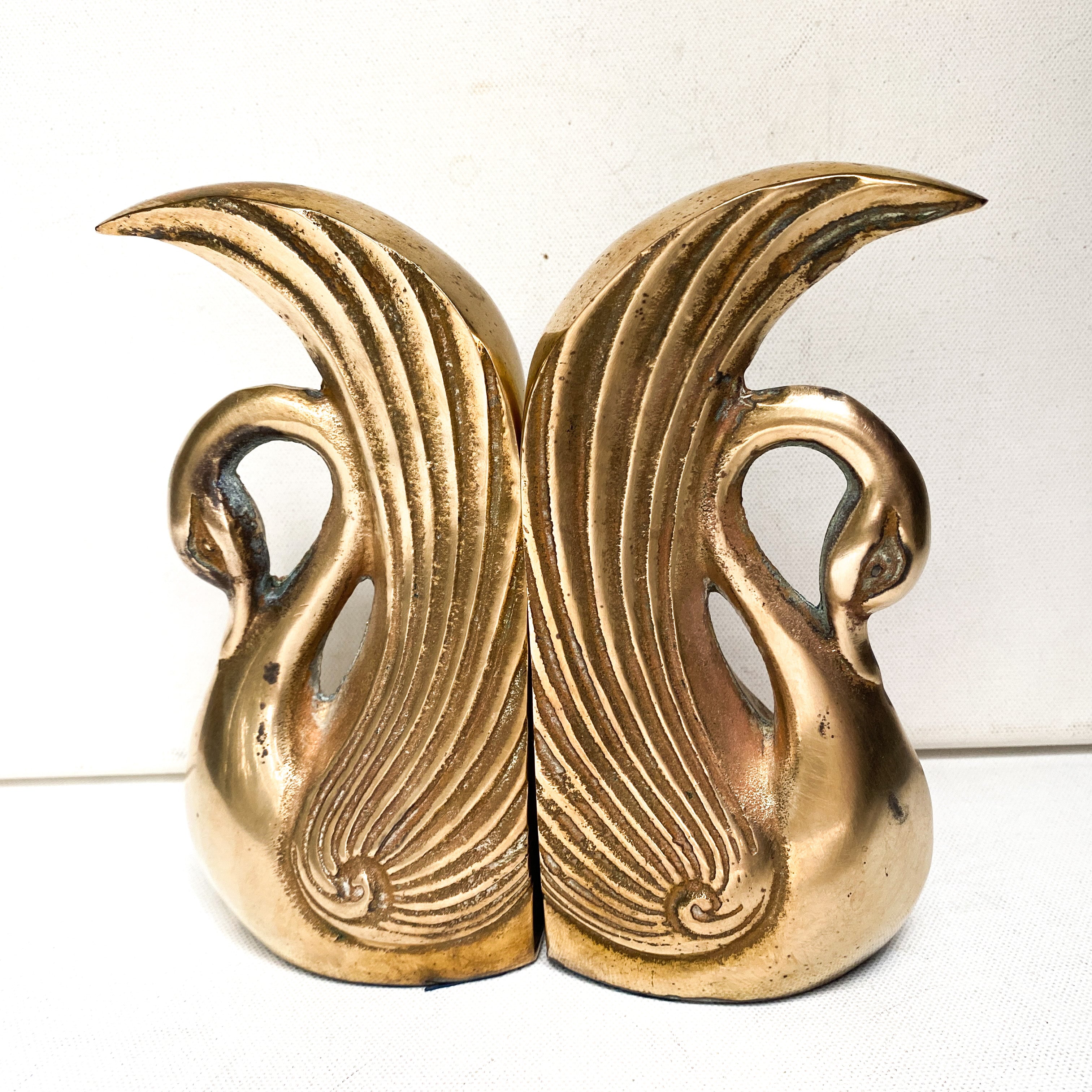 Vintage Brass Swan Bookends valerietylercollection