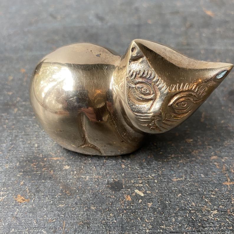 Small Vintage Brass Cat Figurine