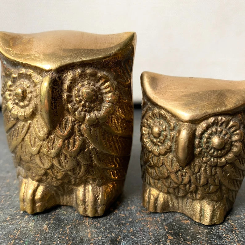Vintage Brass Owls, Set of 3