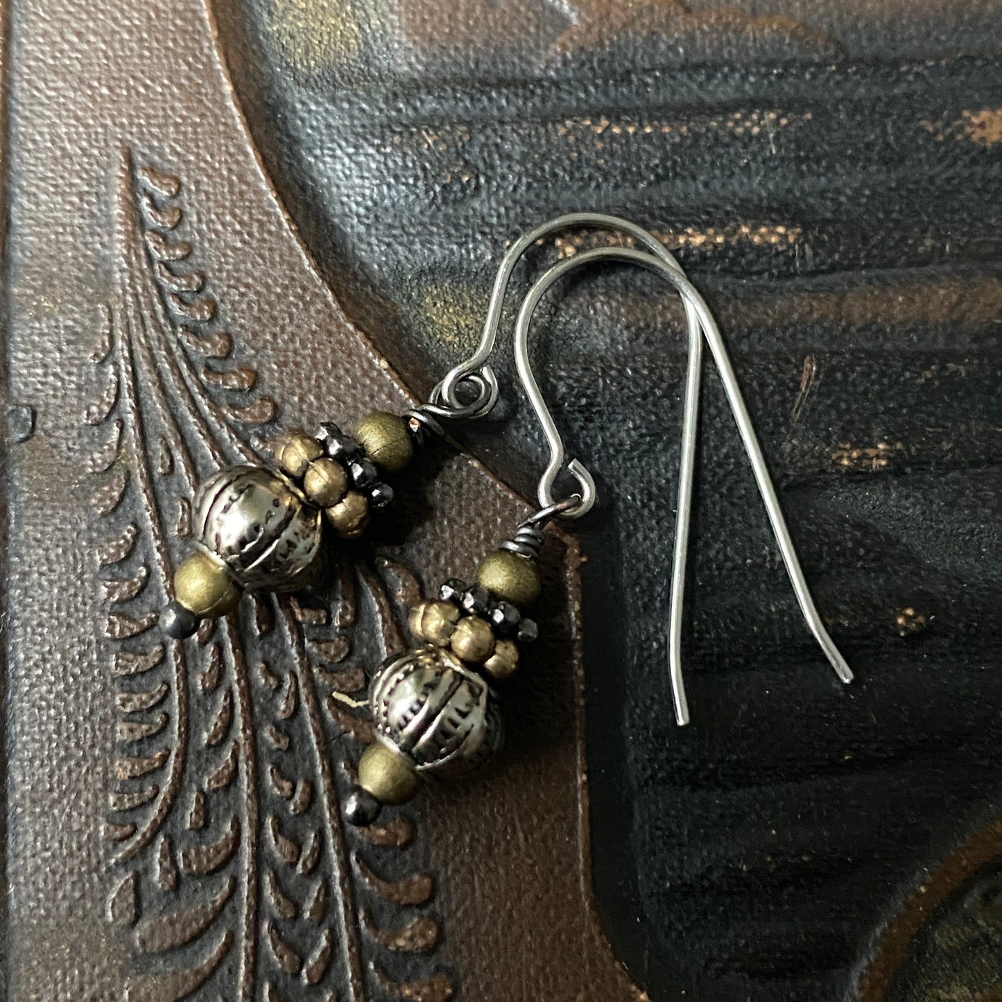 Stacked Mixed Metal Bead Earrings