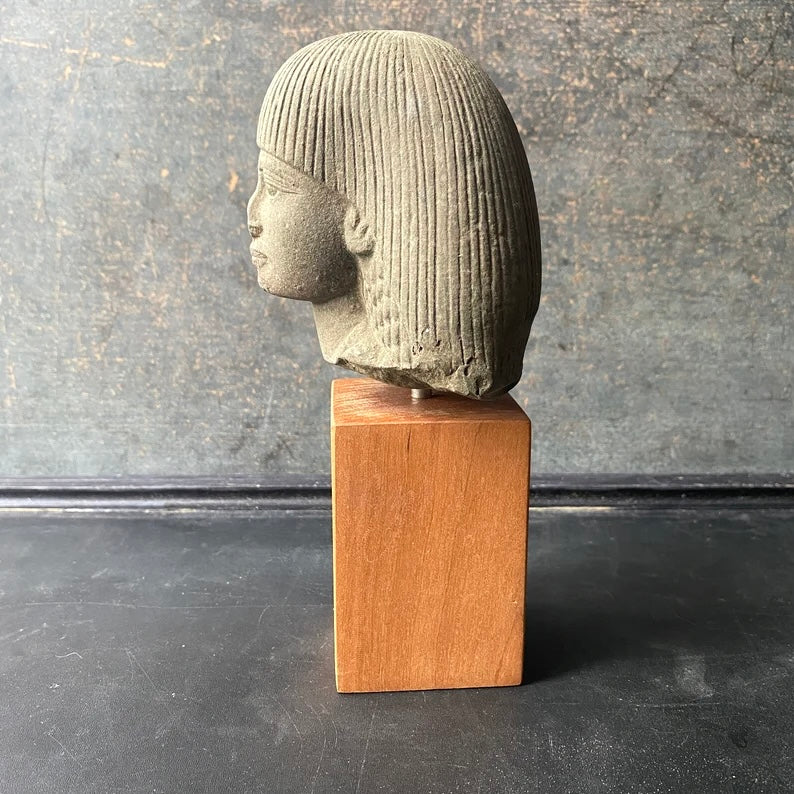 Vintage Egyptian Bust, Plaster Head of Man Replica