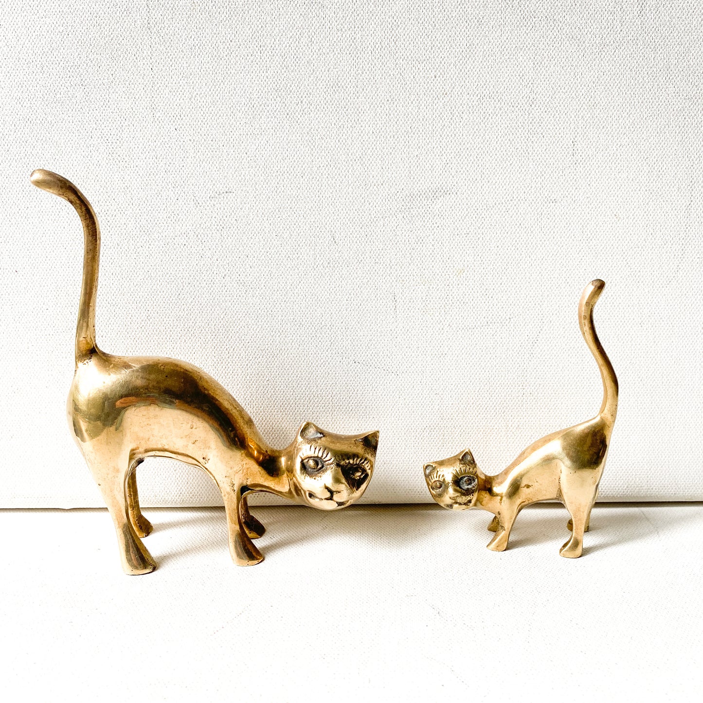 Vintage mid century brass cats