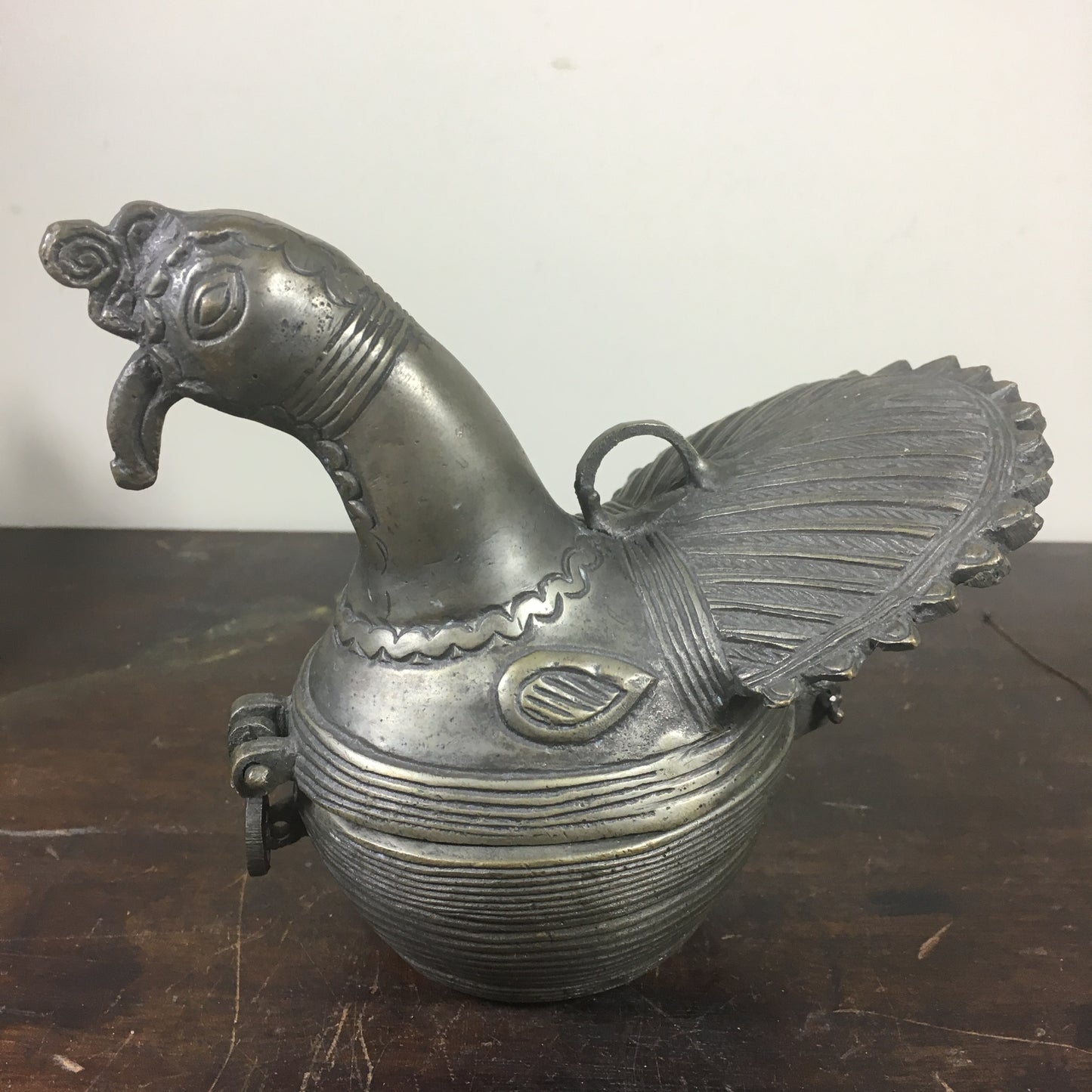 Peacock Box Silver Betel Lidded Container