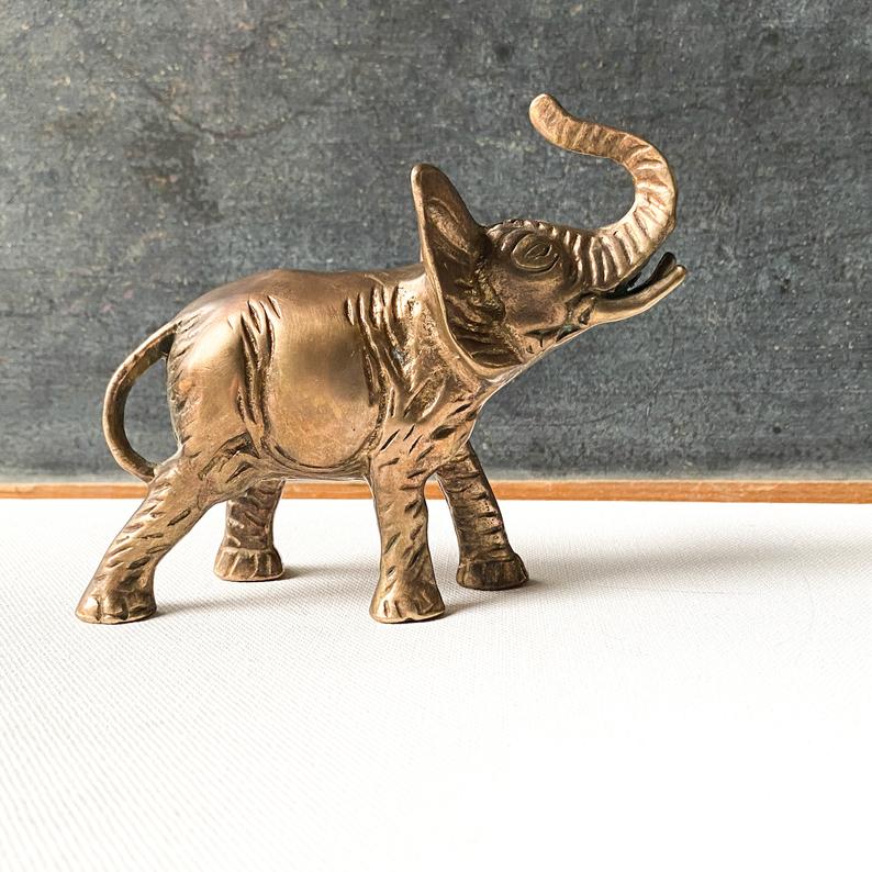 Vintage Brass Elephant Sculpture