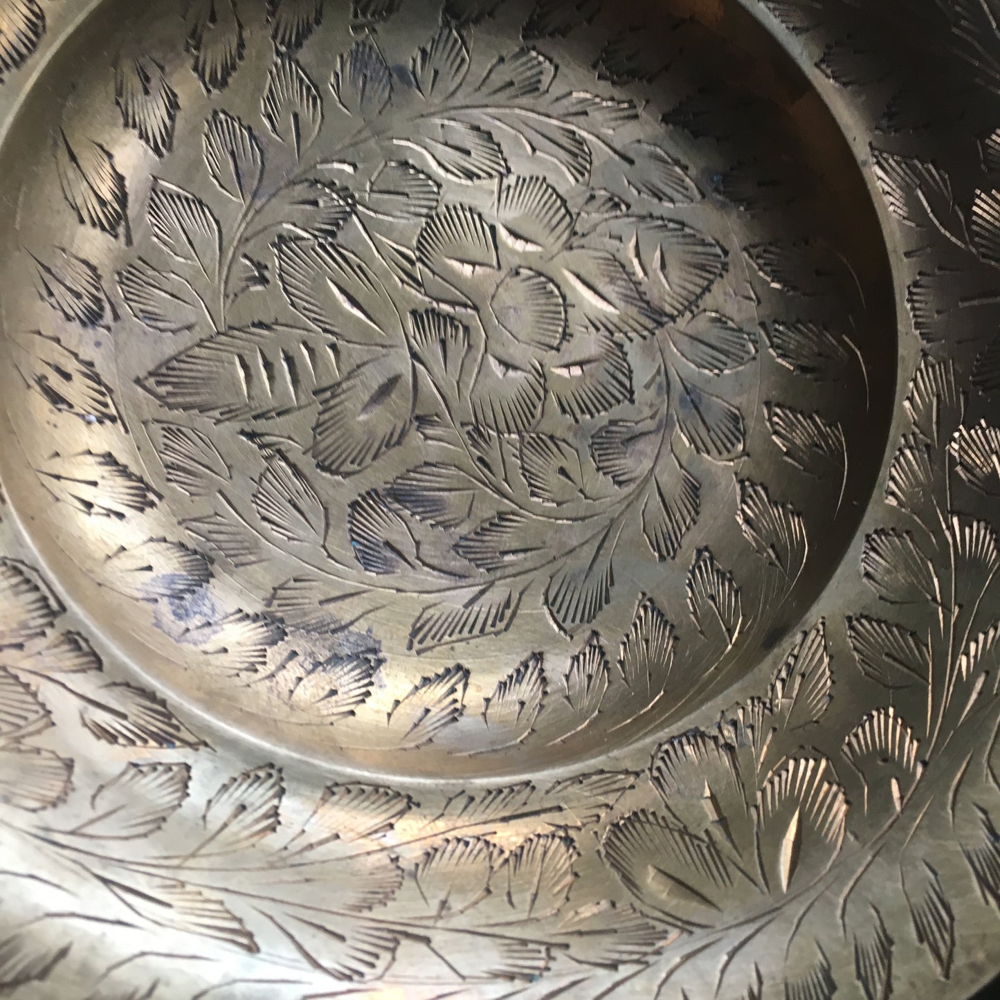 Brass Engraved Vase and trinket dish