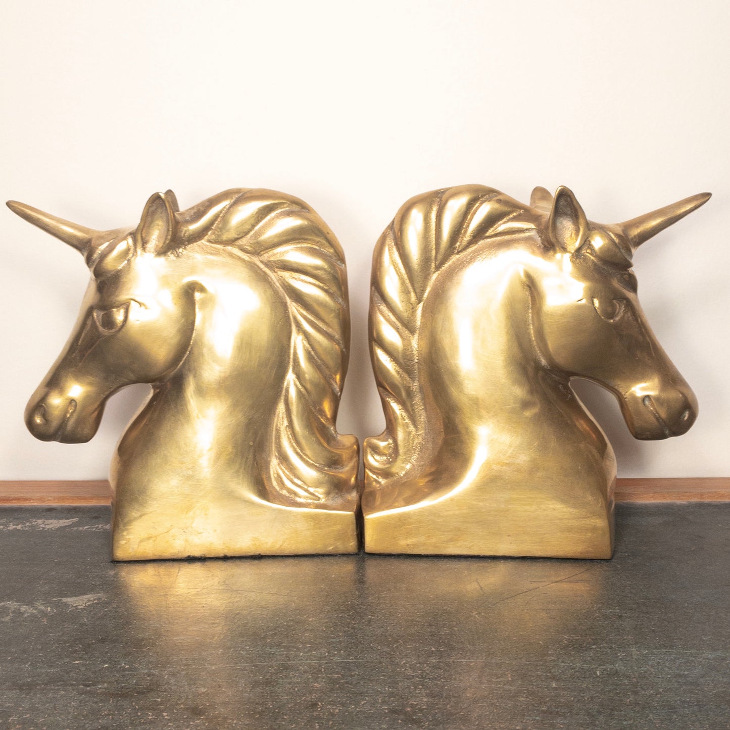 Large Brass Unicorn Bookends