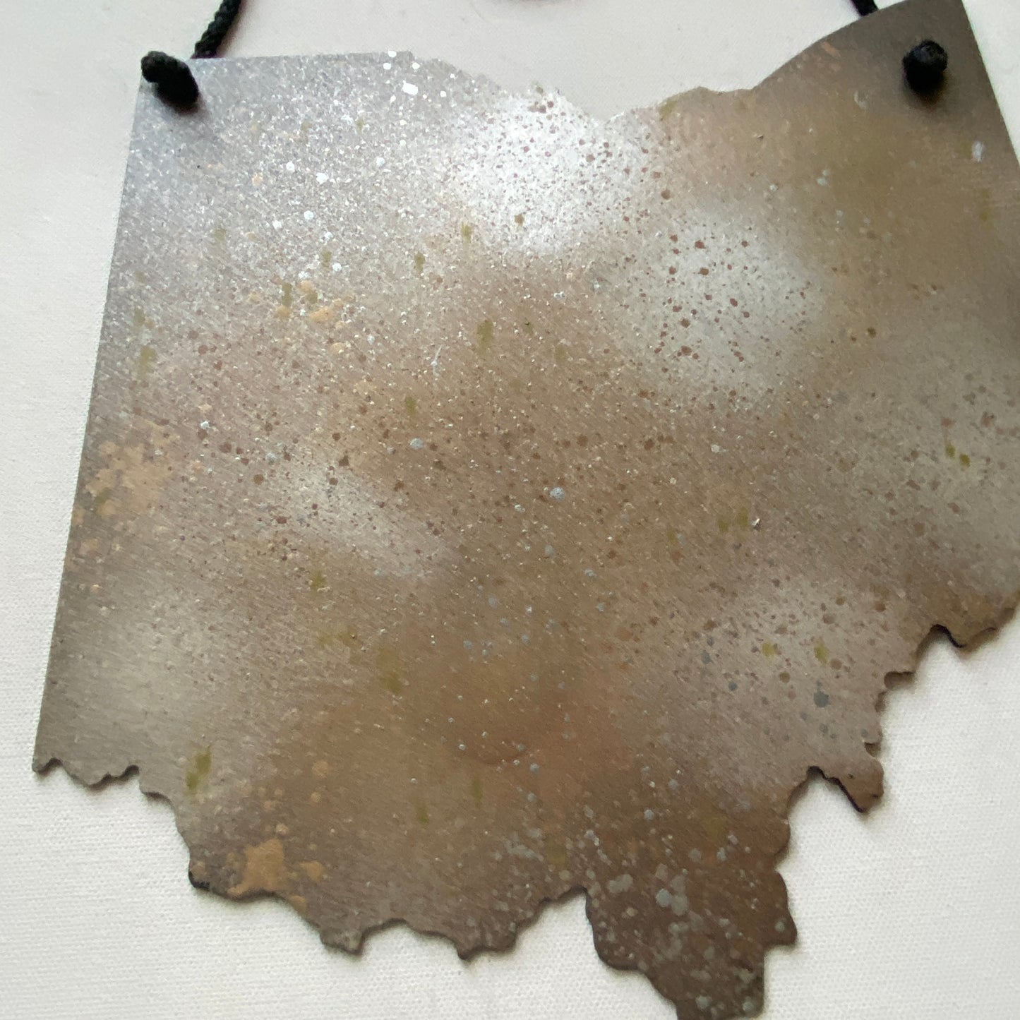 Hand Painted Steel Ohio Wall Art - Metallic Splatter Finish