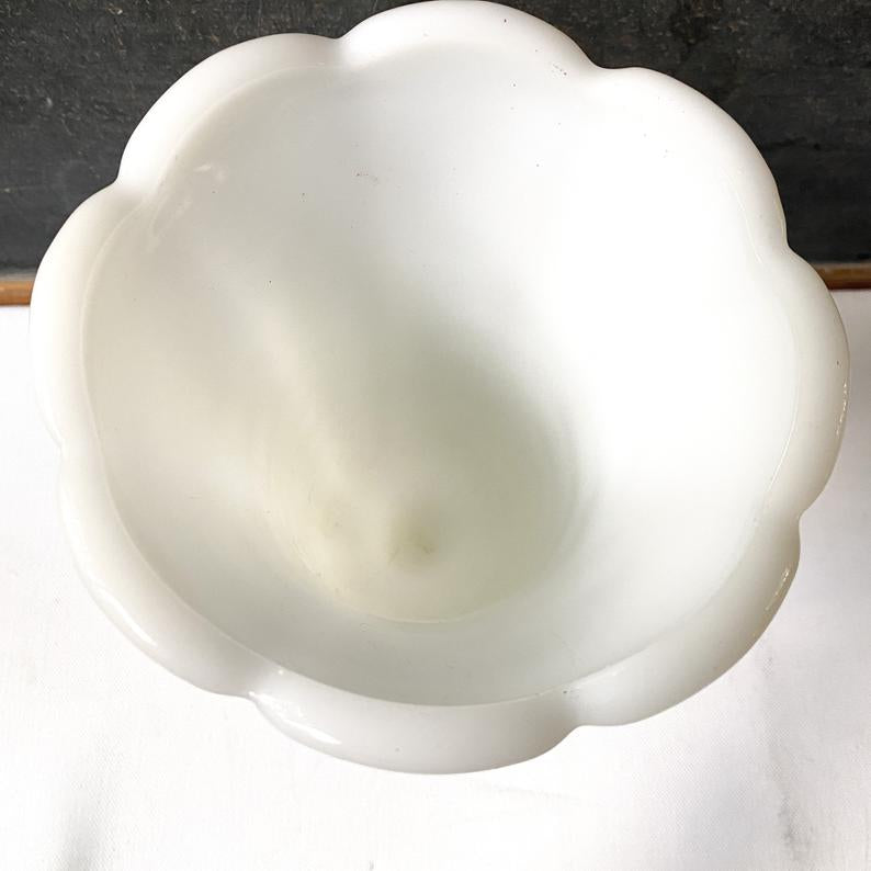 E. O. Brody Co Vintage White Milk Glass Vase, Cleveland, Pedestal Style M5200