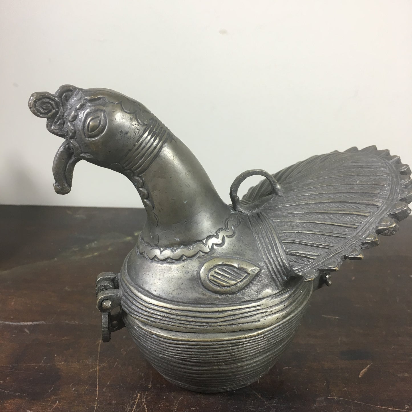 Peacock Box Silver Betel Lidded Container