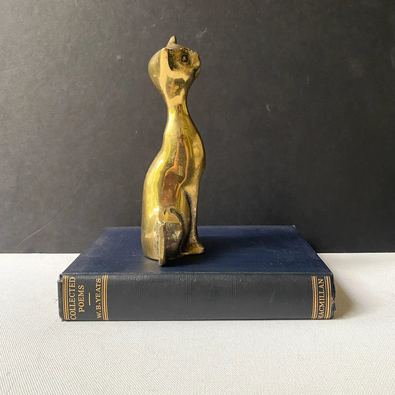 Vintage Midcentury brass cat figurine