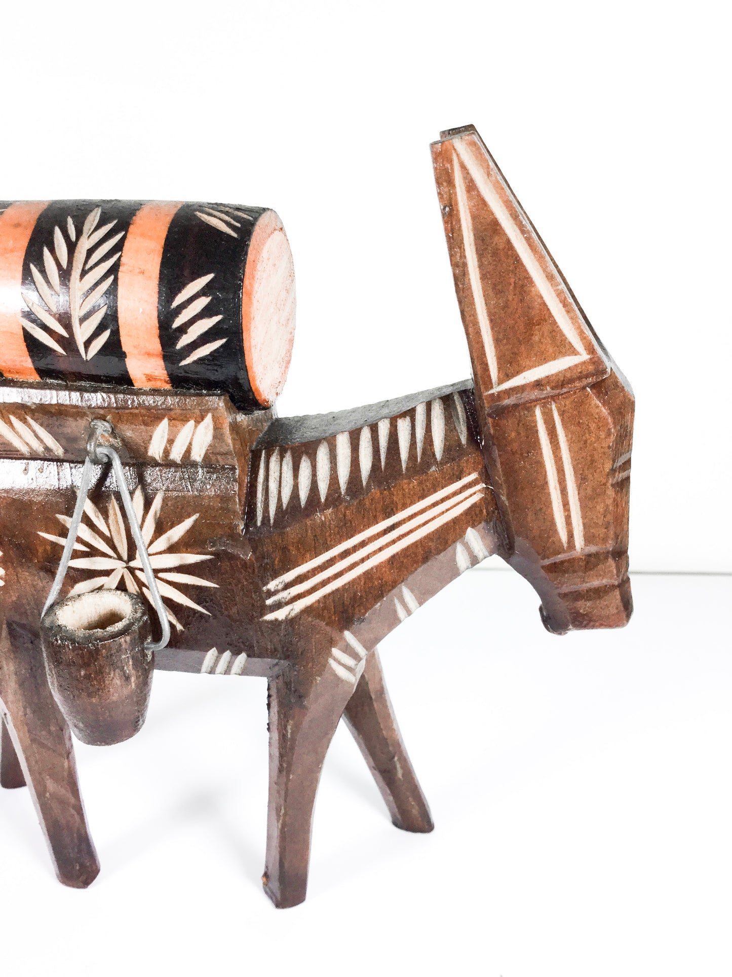 Vintage wood carved mule / donkey