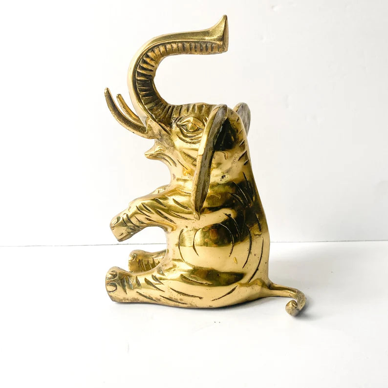 Vintage Brass elephant sculpture, trunk up