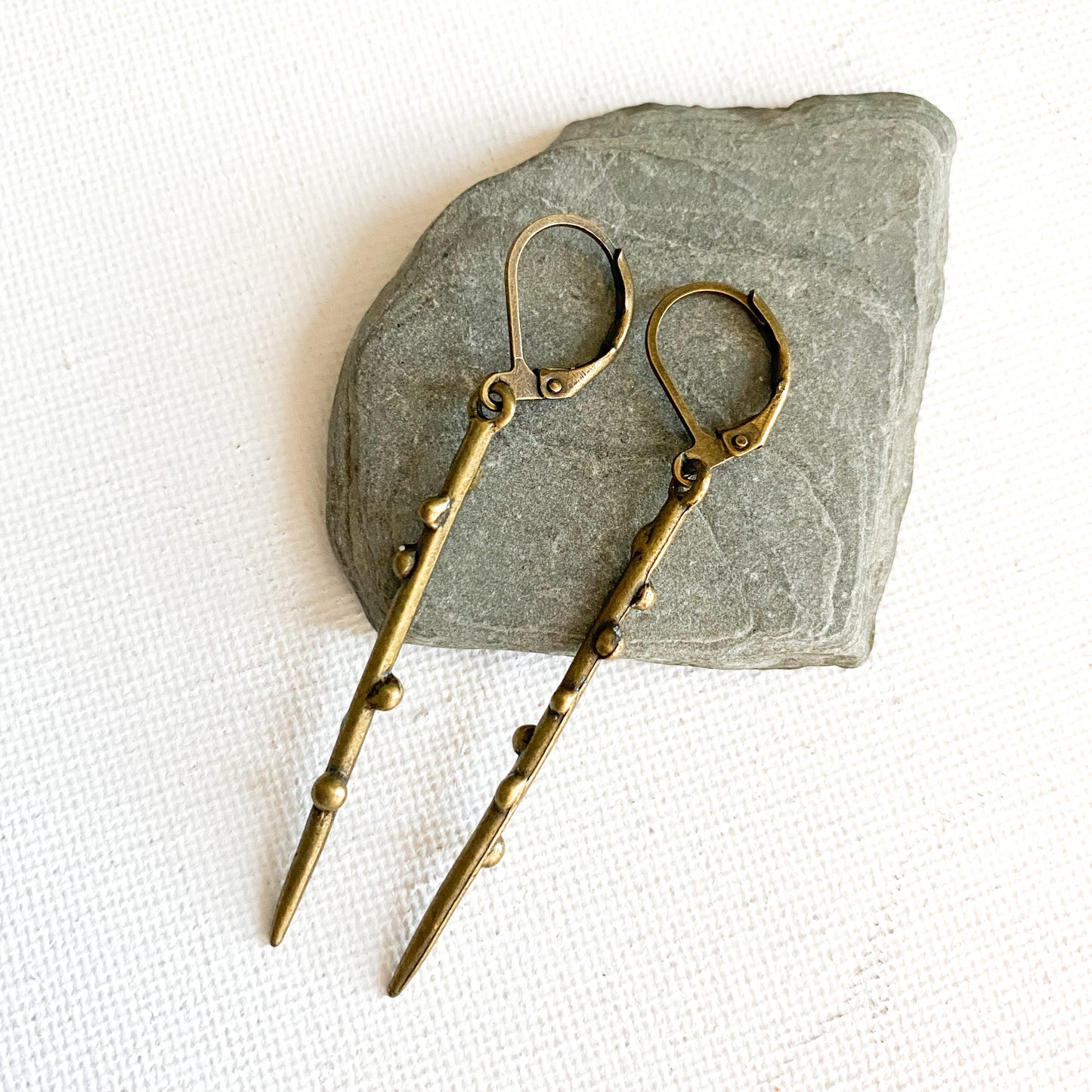 Brass twig earrings
