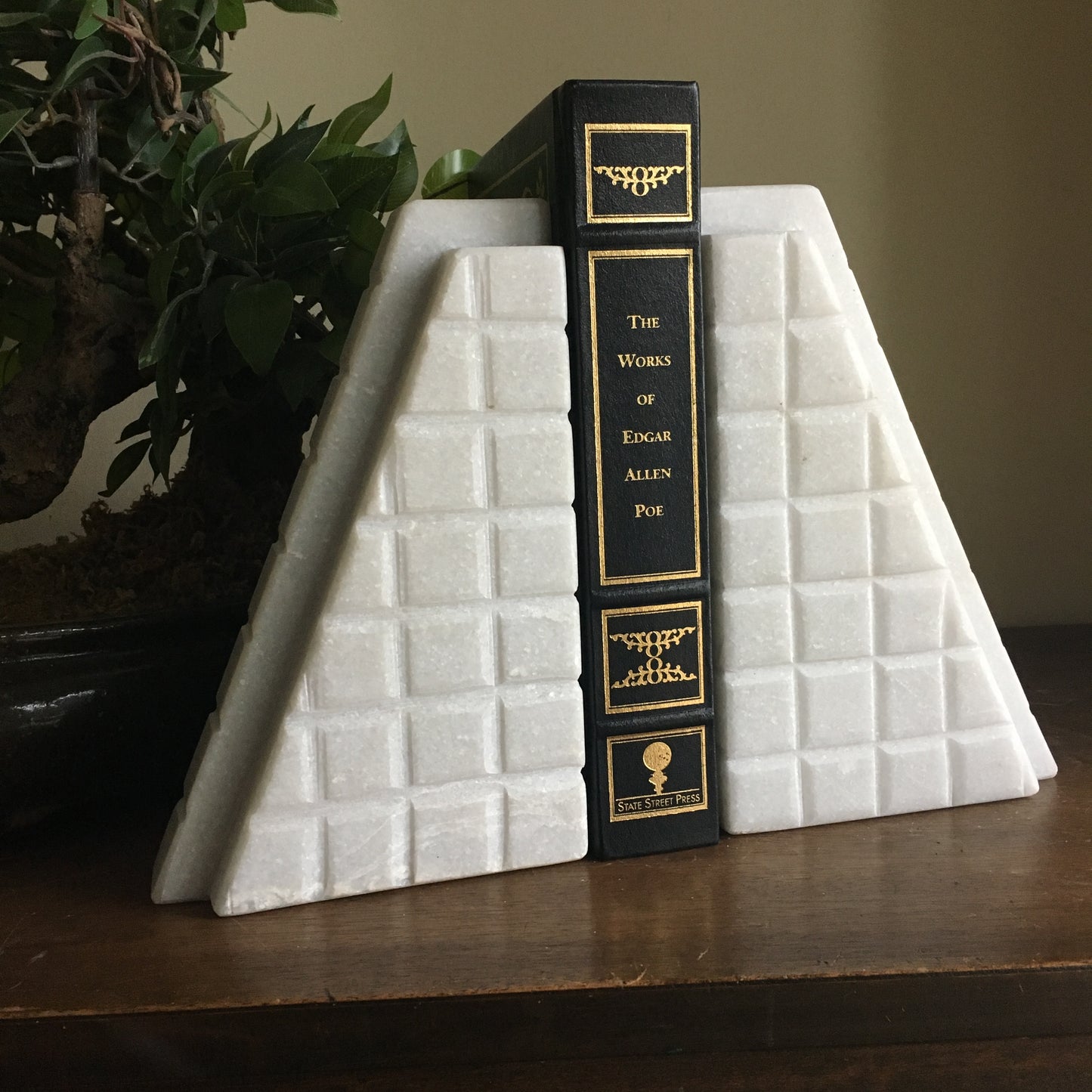 White marble bookends