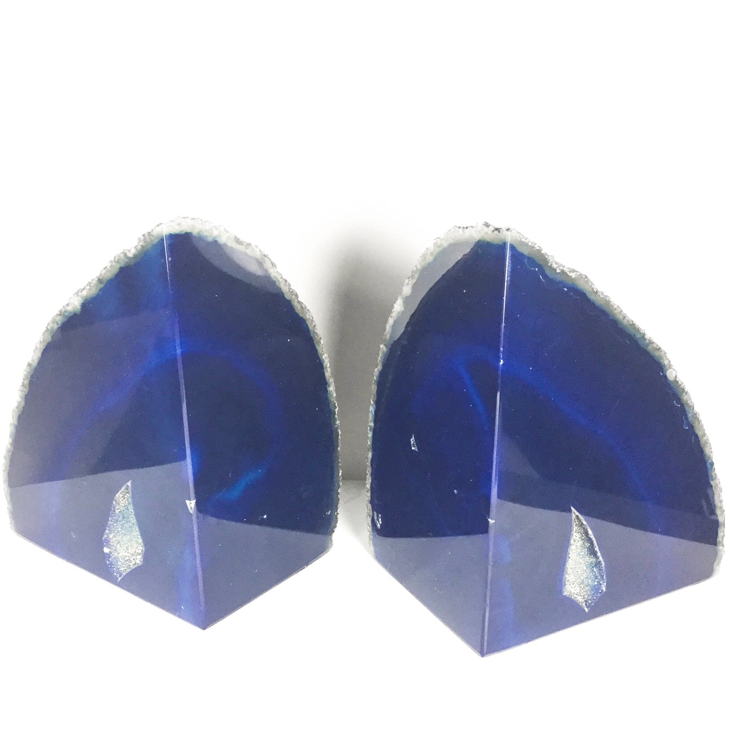 Blue Agate Geode Bookends