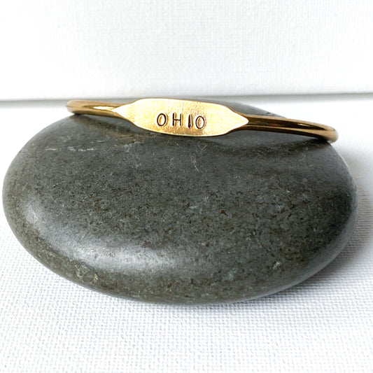 Ohio Bracelet Stamped Brass Cuff