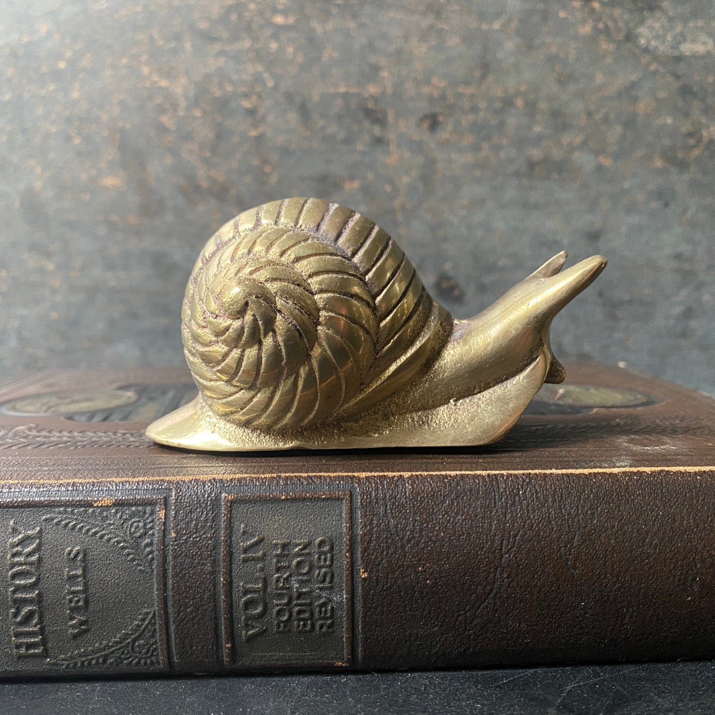 Small vintage brass snail figurine
