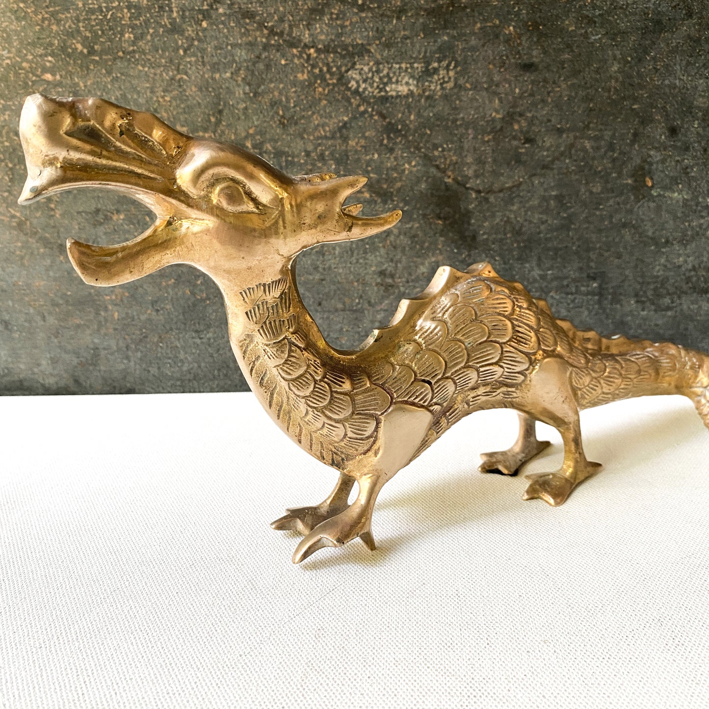 Vintage Brass Dragon Sculpture