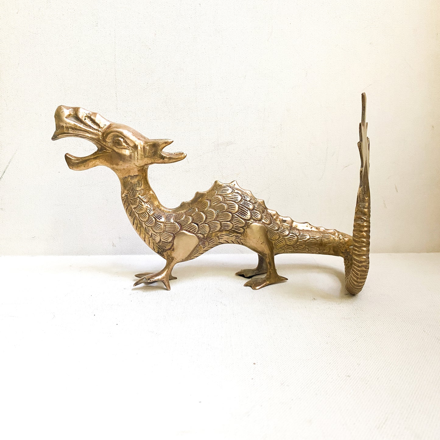 Vintage Brass Dragon Sculpture