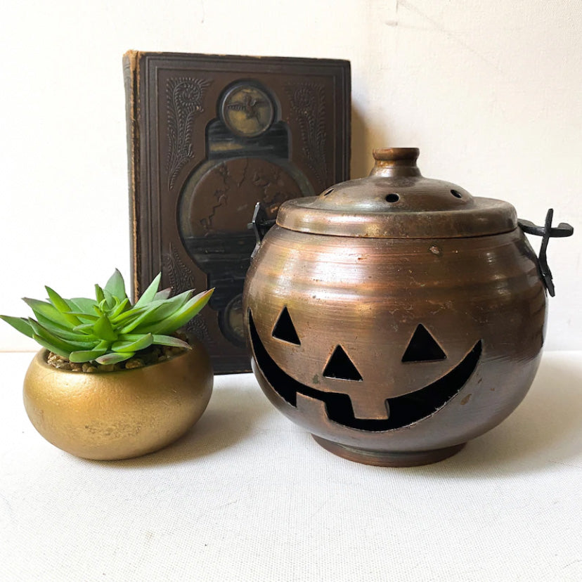 Vintage Copper Jack O’ Lantern Candle Holder