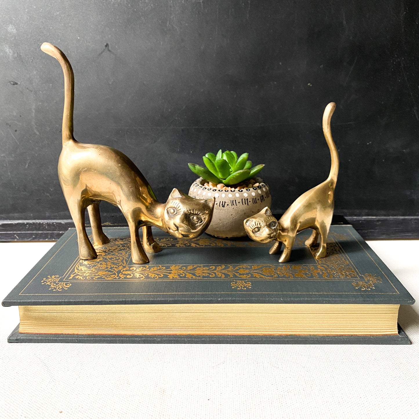 Vintage mid century brass cats