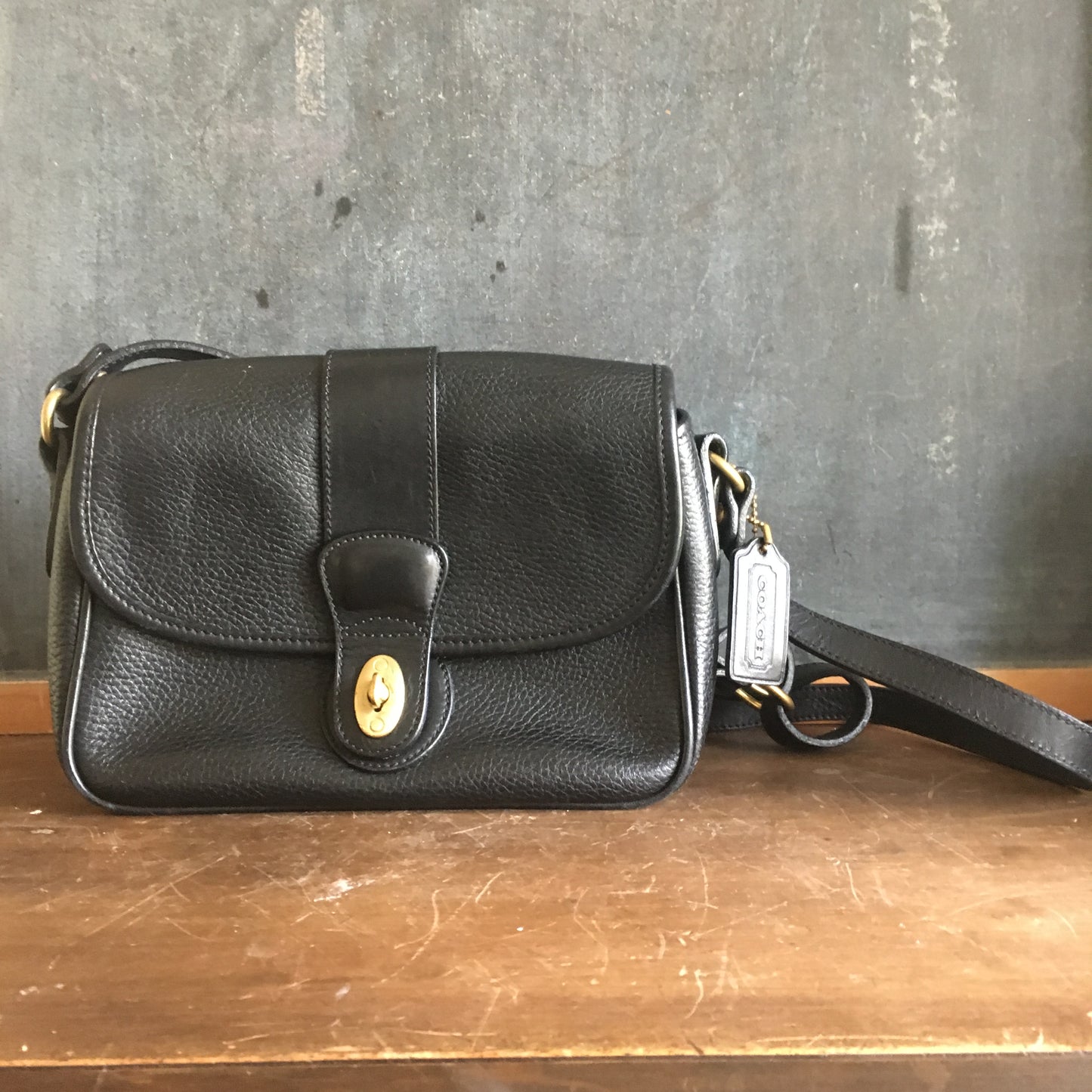 Vintage Black Leather Coach Bag - Sheridan Crossbody Messenger Bag –  valerietylercollection