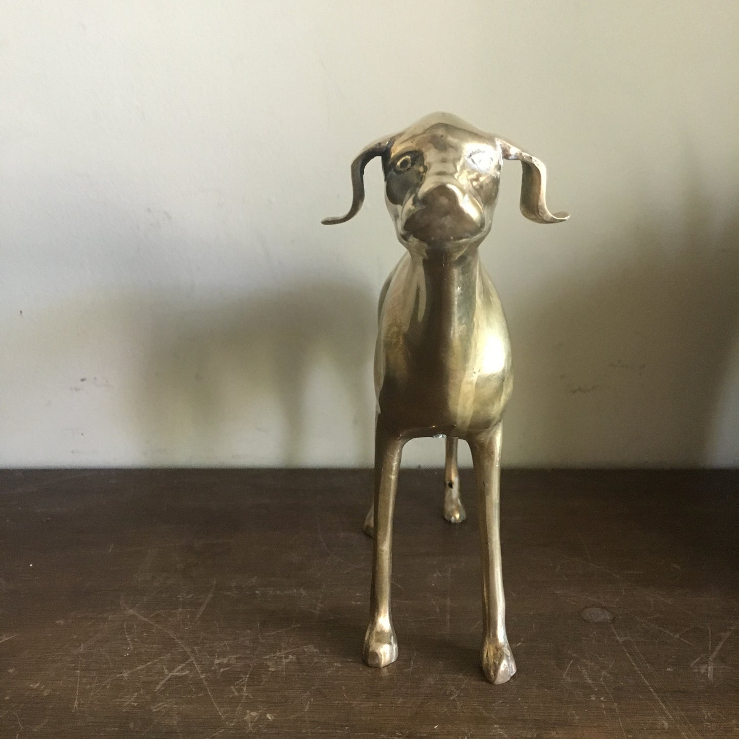 RESERVED Vintage Brass Whippet Brass Greyhound Statue PLUS brass compass
