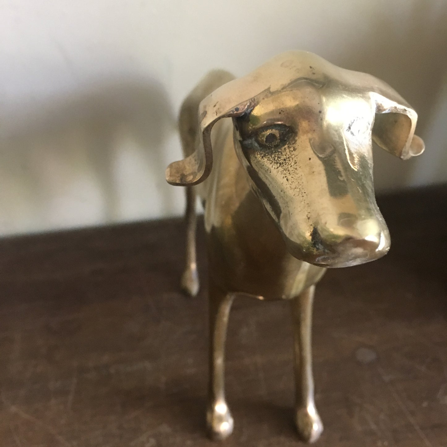RESERVED Vintage Brass Whippet Brass Greyhound Statue PLUS brass compass