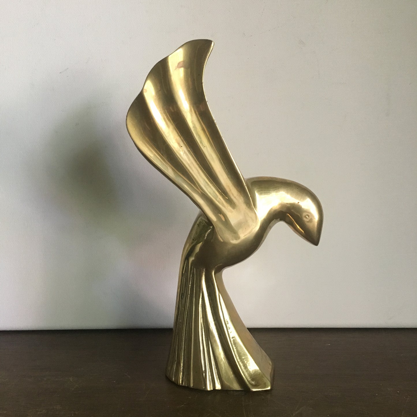 Vintage Brass Art Deco Bird , Flying Dove