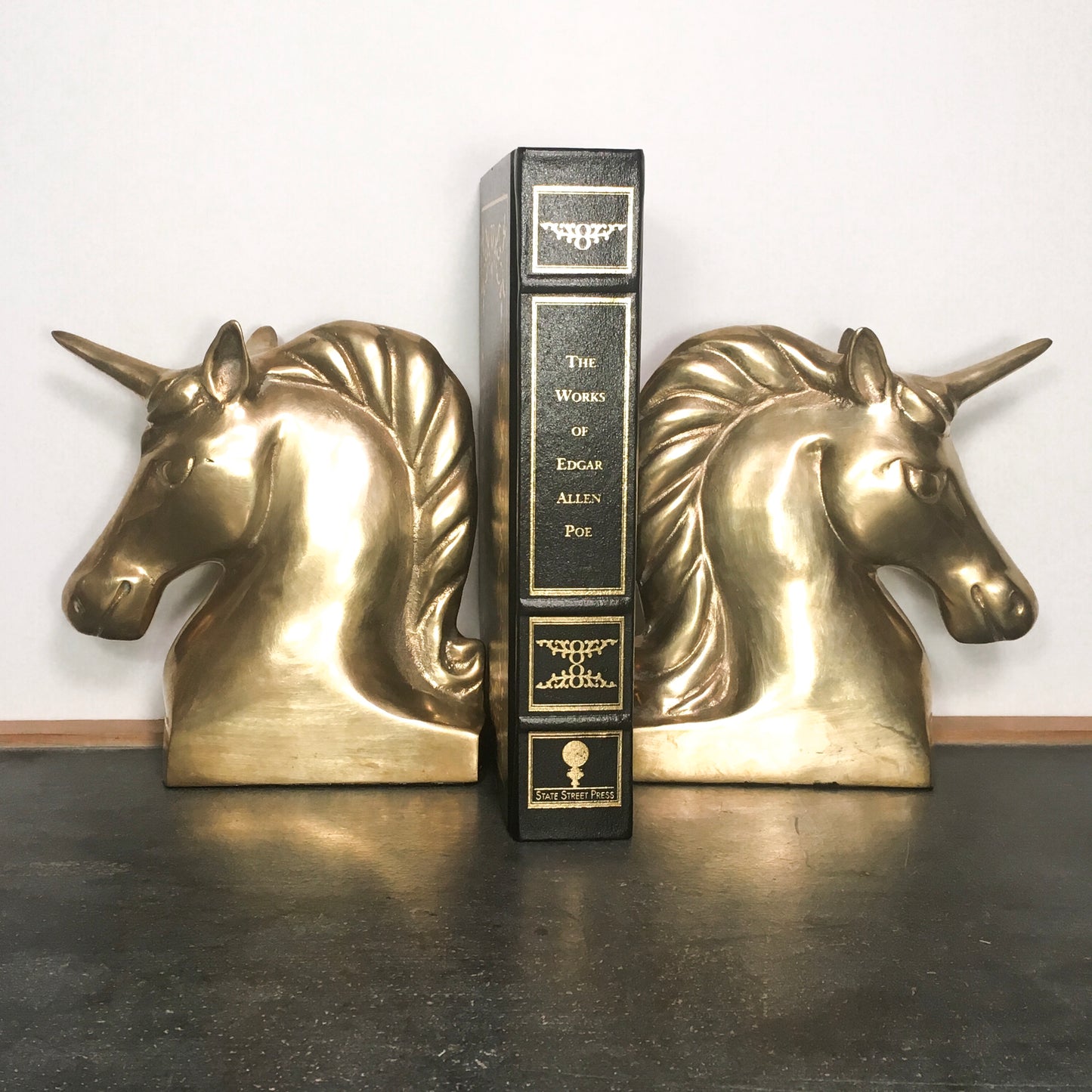 Large Brass Unicorn Bookends