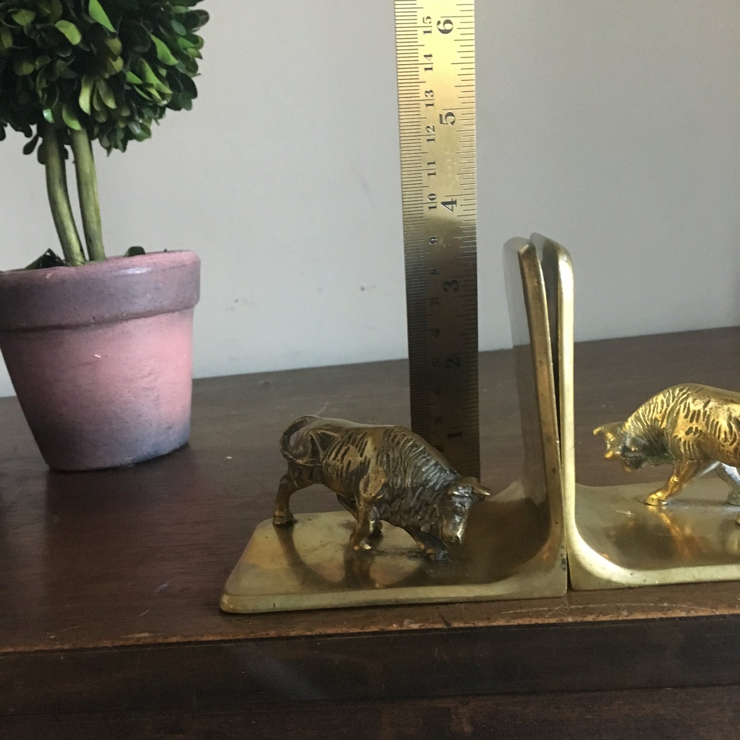 Vintage Brass Bull Bookends