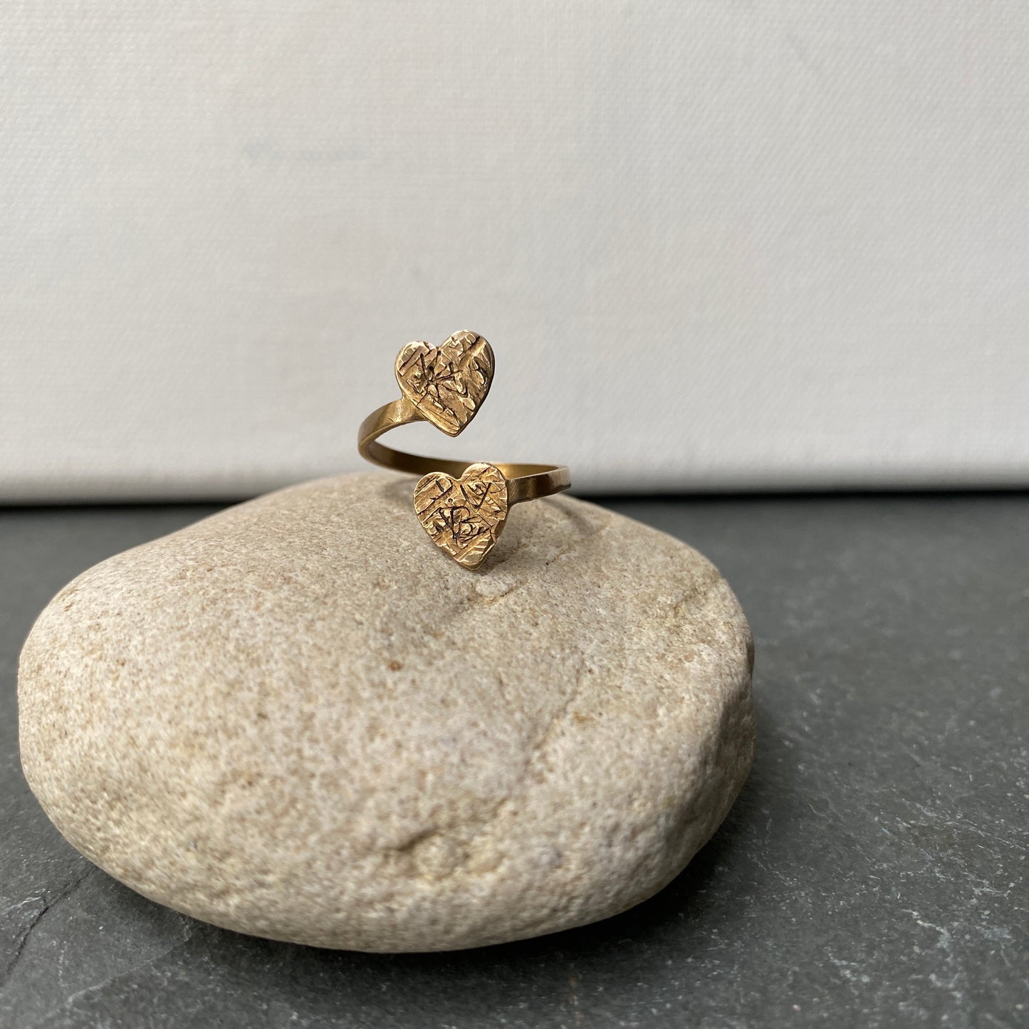 Adjustable Heart Ring with Textured Finish
