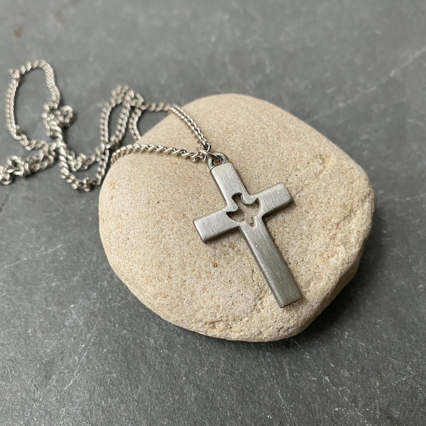 Vintage Pewter Cross Necklace