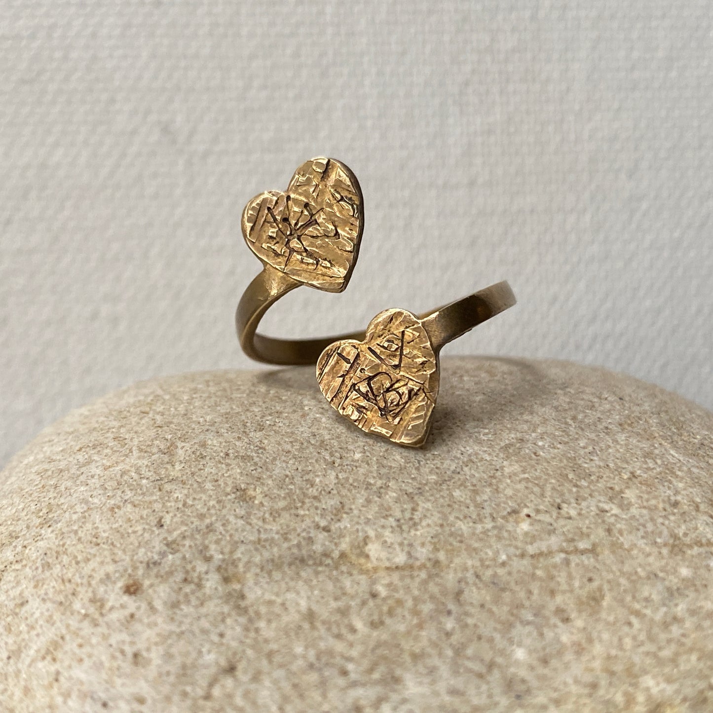 Adjustable Heart Ring with Textured Finish