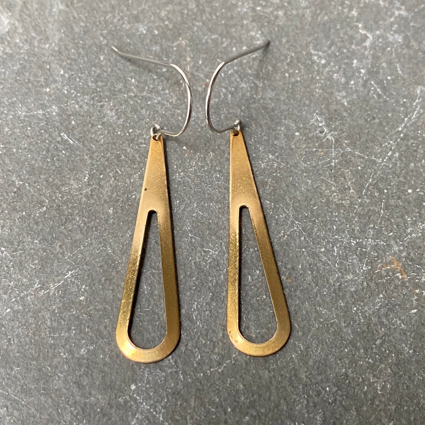 Brass open teardrop earrings