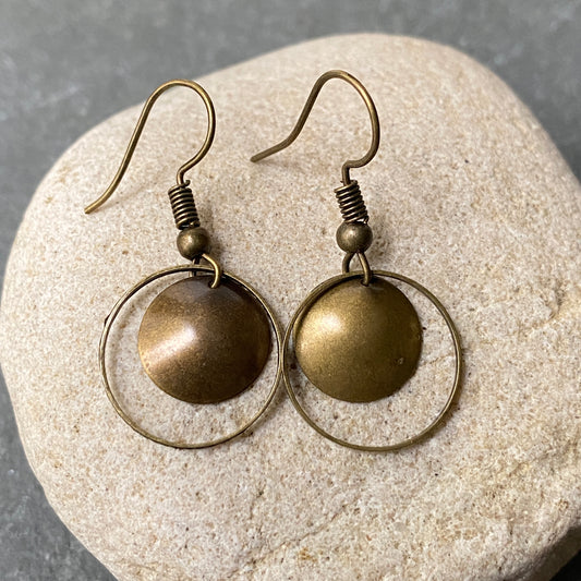 Antiqued Brass Hoop Earrings