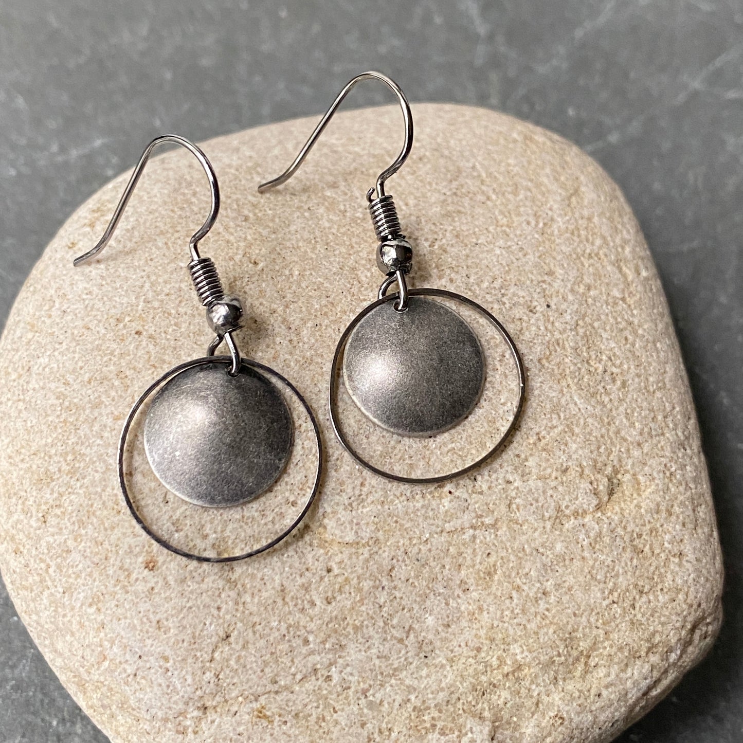 Oxidized Silver Hoop Earrings