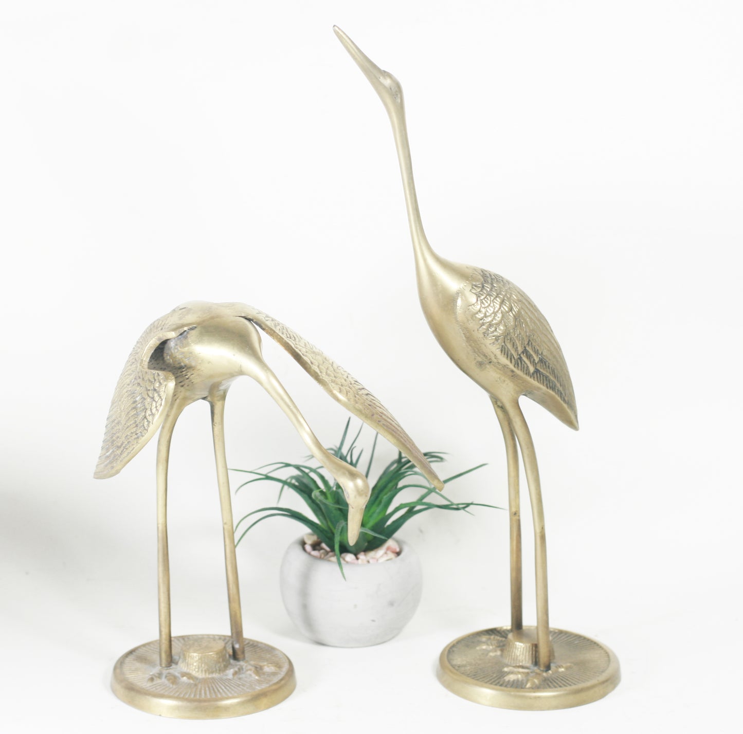 Pair of Vintage Brass Cranes