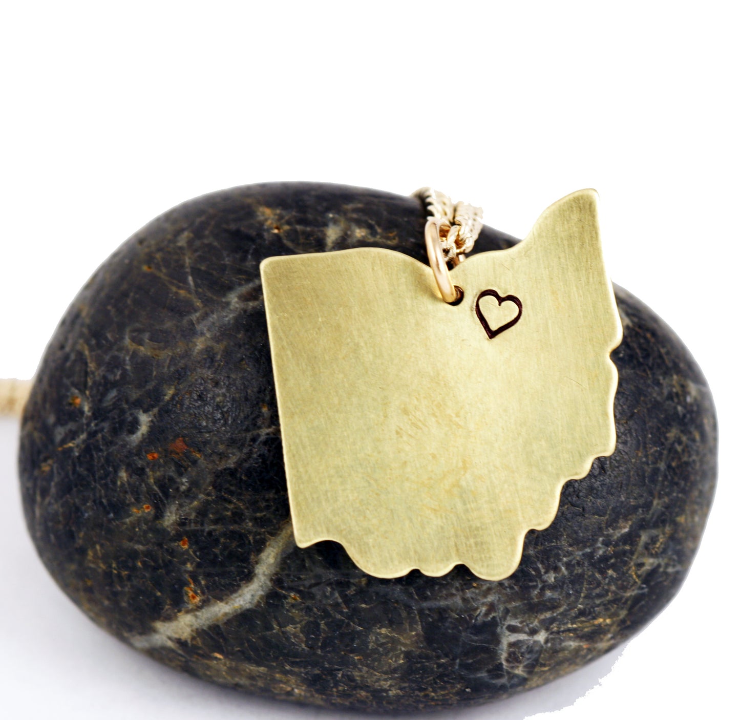 I Love Cleveland Ohio Gold (Brass) Necklace