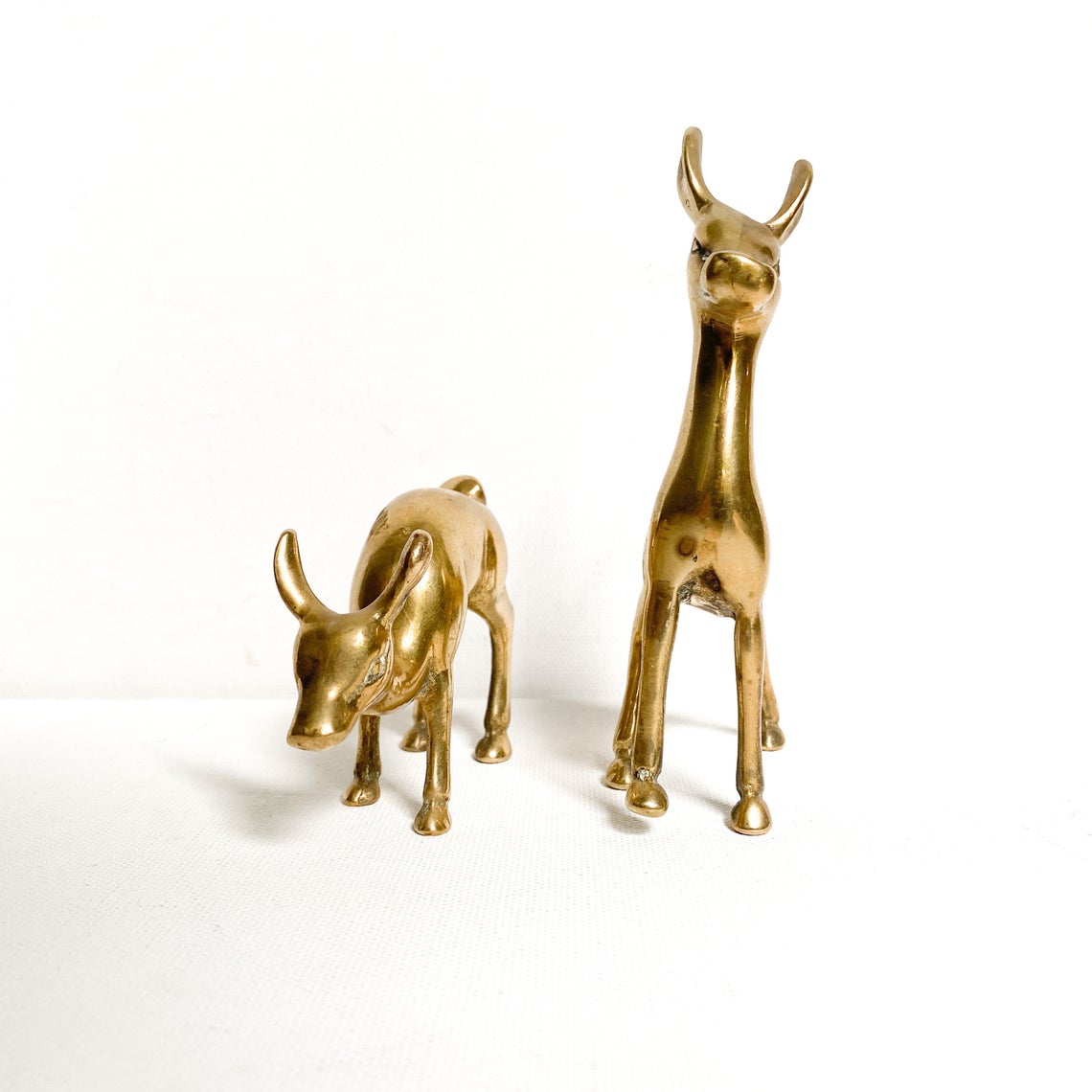 Vintage Brass Mid Century Deer Figurines