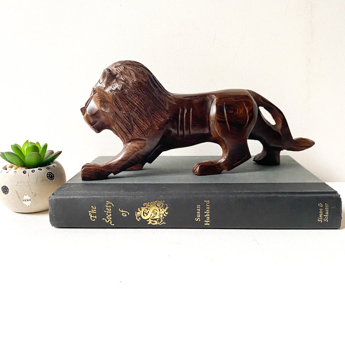 Vintage Ironwood Lion Sculpture